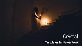  Presentation with ghost spirit - Slide deck with ghost-in-abandoned-haunted-house background and a wine colored foreground