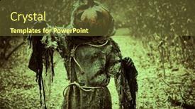  Presentation with ghost - Presentation design with ghost-of-jack-o-lantern background and a tawny brown colored foreground