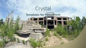  Presentation with ghost - Presentation theme consisting of ghost town in eastern europe background and a sky blue colored foreground