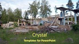  Presentation with ghost - Beautiful presentation theme featuring ghost-town-in-eastern-europe backdrop and a tawny brown colored foreground