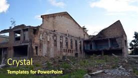  Presentation with communism - PPT theme having ghost-town-in-eastern-europe background and a tawny brown colored foreground