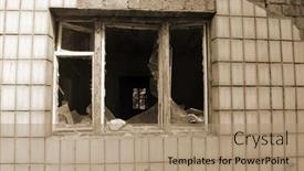  Presentation with summer camp - PPT theme having ghost-town-in-eastern-europe background and a coral colored foreground