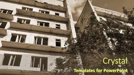  Presentation with summer camp - Presentation design consisting of ghost-town-in-eastern-europe background and a tawny brown colored foreground