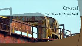  Presentation with ghost - Presentation design consisting of ghost town old industrial area kiev ukraine background and a cool aqua colored foreground