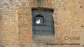  Presentation with ghost - Colorful presentation design enhanced with old industrial area kiev ukraine backdrop and a coral colored foreground