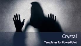  Presentation with ghost - Amazing PPT theme having ghostly figure behind a dusty backdrop and a navy blue colored foreground