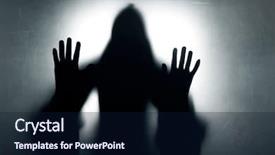  Presentation with ghost - Slide set consisting of ghostly figure behind a dusty background and a navy blue colored foreground