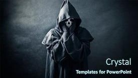  Presentation with figure enlightenment - Colorful presentation theme enhanced with ghostly-figure-in-hooded-cloak backdrop and a wine colored foreground