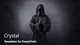  Presentation with dark - Amazing slide deck having ghostly-figure-praying backdrop and a dark gray colored foreground