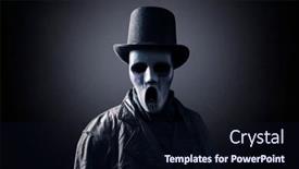  Presentation with top hat - Presentation theme having ghostly-figure-with-extra-tall background and a wine colored foreground