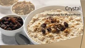  Presentation with ingredients brown sugar coffee beans - Slide deck featuring gi - bowl of oatmeal with raisins background and a soft green colored foreground