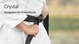  Presentation with karate - Colorful PPT layouts enhanced with gi - female karate instructor outdoors closeup backdrop and a light gray colored foreground