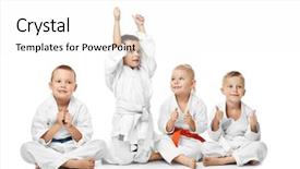  Presentation with children - PPT theme featuring gi - little children in karategi background and a white colored foreground