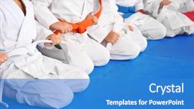  Presentation with children doing kids gym - Cool new slides with gi - little children wearing karategi backdrop and a teal colored foreground
