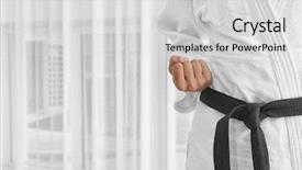  Presentation with karate - Audience pleasing PPT layouts consisting of gi - male karate instructor indoors backdrop and a light gray colored foreground