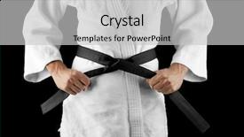  Presentation with karate - Theme consisting of gi - male karate instructor on dark background and a light gray colored foreground