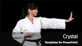  Presentation with karate - Audience pleasing PPT theme consisting of gi - young woman practicing karate backdrop and a black colored foreground