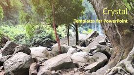 Presentation with banyan tree - Beautiful PPT theme featuring giant-banyan-tree-and-waterfall backdrop and a tawny brown colored foreground