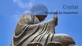  Presentation with hong kong - Colorful PPT layouts enhanced with giant-buddha-complex backdrop and a light blue colored foreground