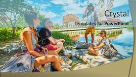  Presentation with tourists - PPT layouts enhanced with giant buddhist temple in thailand background and a light blue colored foreground