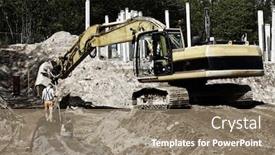  Presentation with road construction - Beautiful presentation theme featuring giant-bulldozer-digger-in-action backdrop and a coral colored foreground