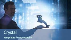  Presentation with matrix - Amazing presentation theme having giant businessman against matrix backdrop and a ocean colored foreground