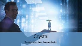  Presentation with matrix - PPT theme with giant businessman against matrix background and a teal colored foreground