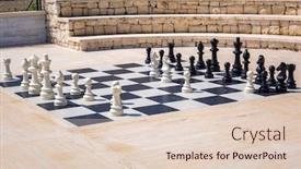  Presentation with chessboard - Presentation theme featuring giant chessboard to play outdoor background and a lemonade colored foreground