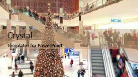  Presentation with middle east dubai mall shopping - Presentation theme enhanced with giant christmas tree in shopping background and a coral colored foreground