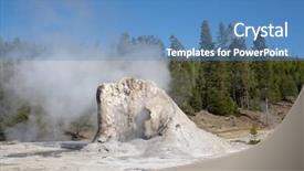  Presentation with yellowstone - Slide set having giant geyser eruption in the yellowstone national park usa background and a teal colored foreground