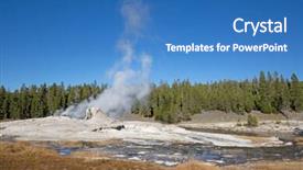  Presentation with yellowstone - Presentation theme consisting of giant geyser in the yellowstone national park usa background and a teal colored foreground