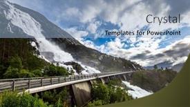  Presentation with waterfall - Slides consisting of giant-langfossen-waterfall-intersects background and a light blue colored foreground