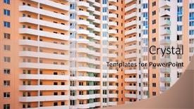  Presentation with apartments - Presentation having giant multi-apartments building background background and a soft green colored foreground