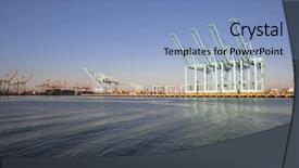  Presentation with sea port - Slides consisting of giant sea cranes sit idle background and a light blue colored foreground