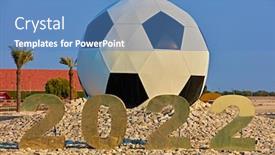  Presentation with soccer - Theme enhanced with giant-soccer-football-sculpture-soccer background and a teal colored foreground