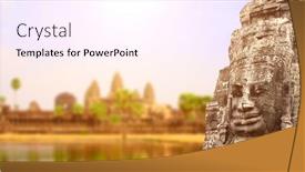  Presentation with khmer - Amazing theme having giant-stone-face-in-prasat backdrop and a pink colored foreground