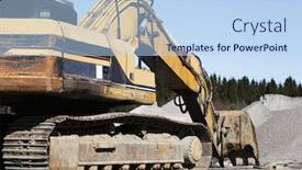  Presentation with bulldozer - Audience pleasing PPT theme consisting of giant-super-bulldozer-seen backdrop and a light blue colored foreground