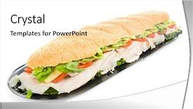  Presentation with submarine - Colorful presentation enhanced with giant three foot turkey submarine sandwich isolated on white background backdrop and a white colored foreground