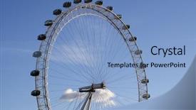  Presentation with sky blue - Presentation featuring giant wheel isolated in blue background and a light blue colored foreground