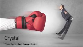  Presentation with boxing - Slide set consisting of giants - businessman gets a hit background and a light gray colored foreground