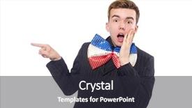  Presentation with man in suit and tie - Amazing presentation design having giants - funny man with giant bow backdrop and a  colored foreground