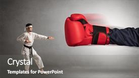  Presentation with boxing ring - Presentation theme enhanced with giants - little man fighting background and a gray colored foreground