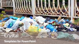  Presentation with eco park - PPT theme featuring gif eco - city garbage in park background and a gray colored foreground