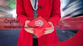  Presentation with new york - Theme enhanced with gift against blurry new york background and a red colored foreground