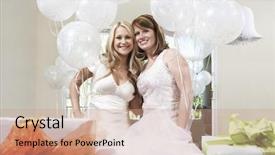  Presentation with bride - Presentation theme featuring gift at bridal shower background and a coral colored foreground