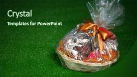  Presentation with green lawn - Slide deck consisting of gift basket against green lawn background and a forest green colored foreground