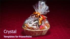  Presentation with hamper - Audience pleasing slide deck consisting of gift basket against red background backdrop and a wine colored foreground