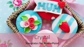  Presentation with cupcakes - Audience pleasing slide set consisting of gift-basket-of-mother-s backdrop and a coral colored foreground