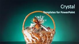  Presentation with hamper - Amazing slide set having gift basket on emerald background backdrop and a navy blue colored foreground