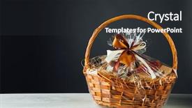  Presentation with hamper - Theme with gift basket on gray background background and a dark gray colored foreground